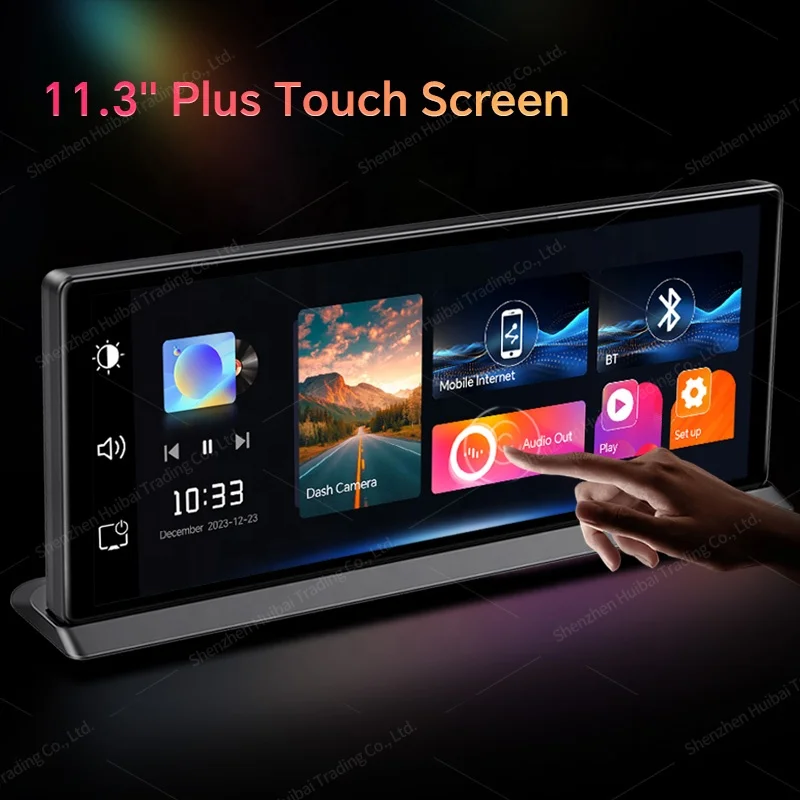 NEW 11.3 inch UHD 4K WIFI  Dashcam Wireless Carplay & Android Auto Rearview Car DVR GPS Night Vision Video Recorder Black Box