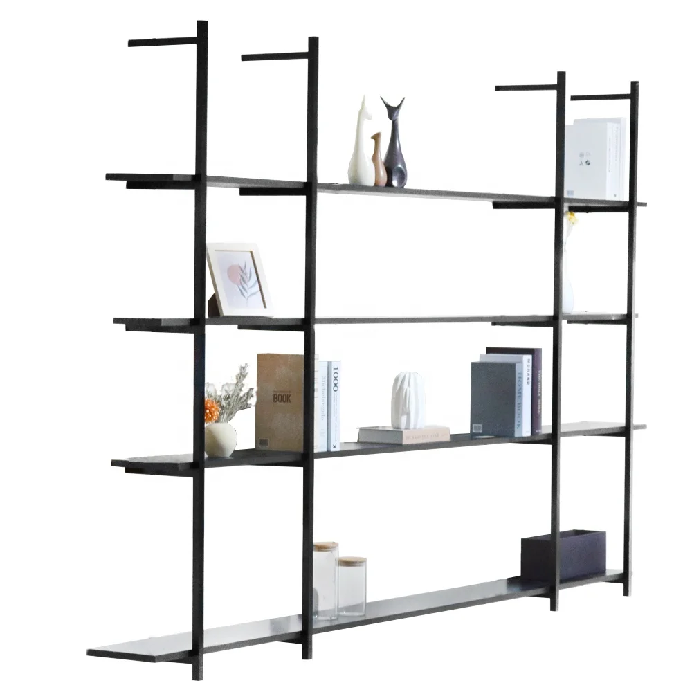 Modern metal floating shelf design Bookshelves Metal Wood Bookcase Home Bookcase