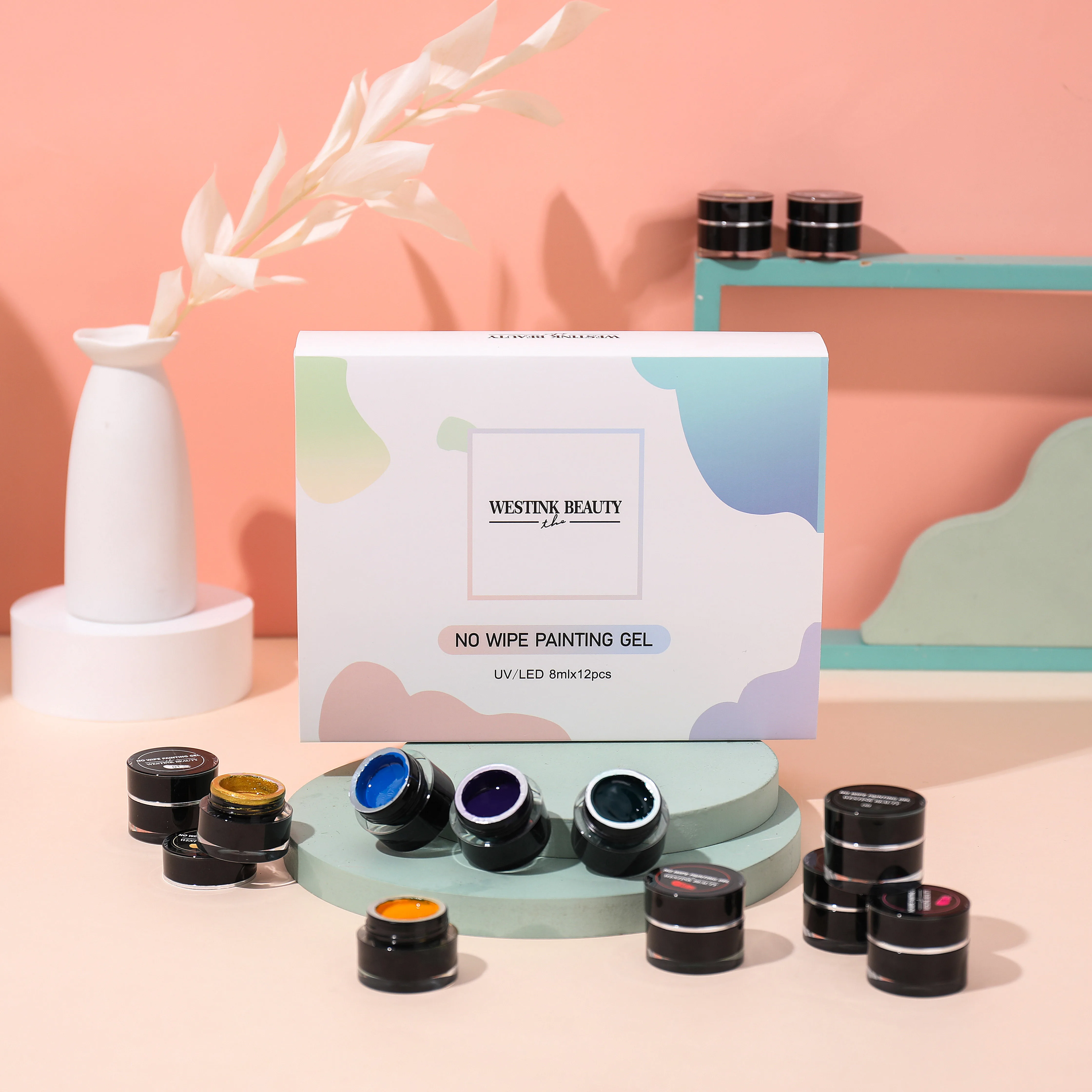 Nail Supplies High Pigment Painting Glue Polish Art UV Gel Paint Flowers Drawing Paintings 12 Colors Set Private Label