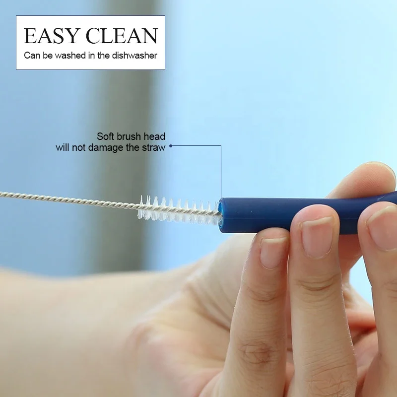 
Amazon Top Sales Eco Friendly Foldable Reusable Bendable Silicone Drinking Straws 