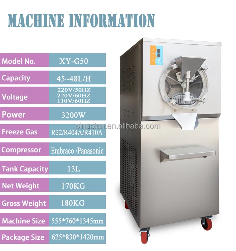 Hard Ice Cream Machine Gelato Batch Freezer Commercial