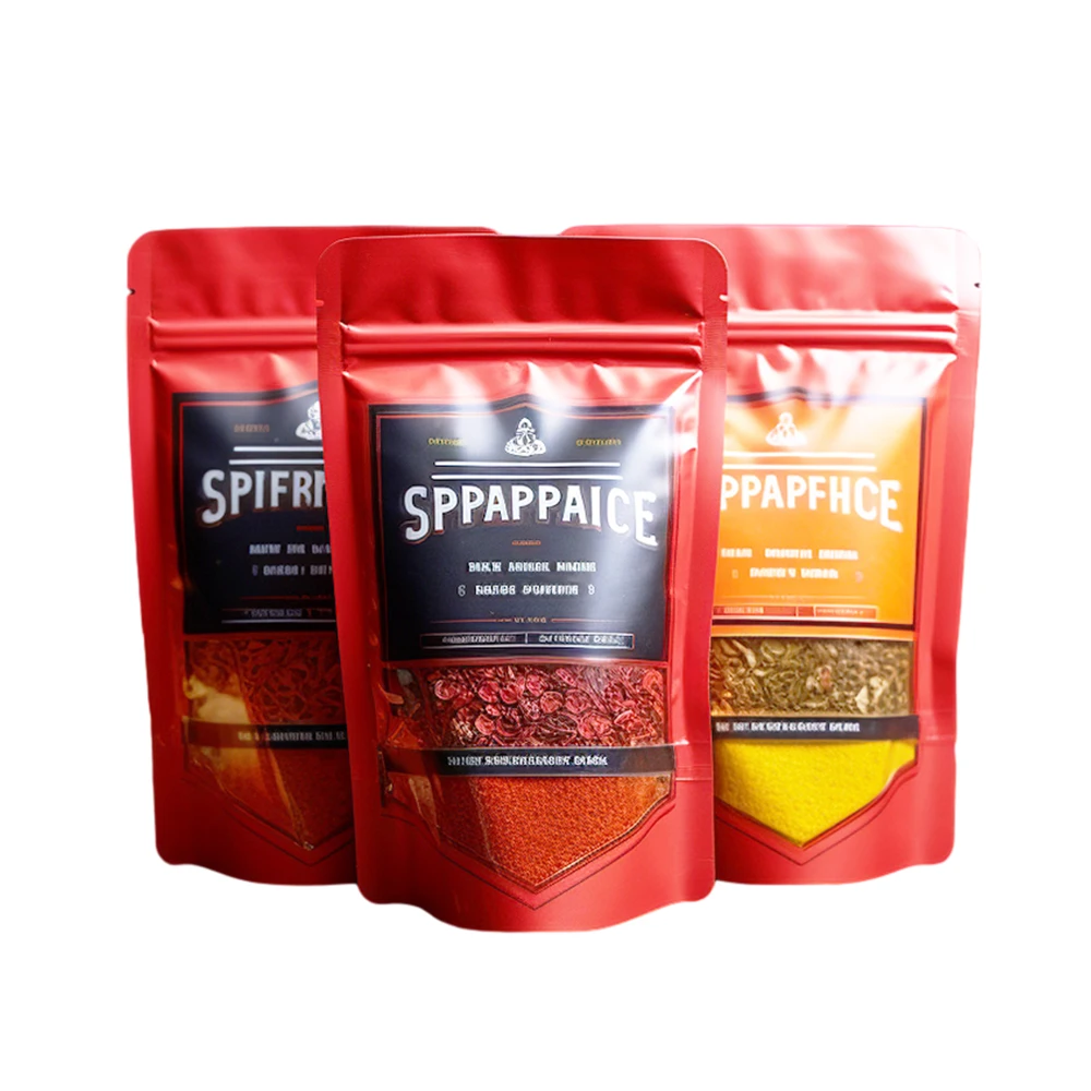 Hot sales resealable stand up spice food packaging pouch with zipper