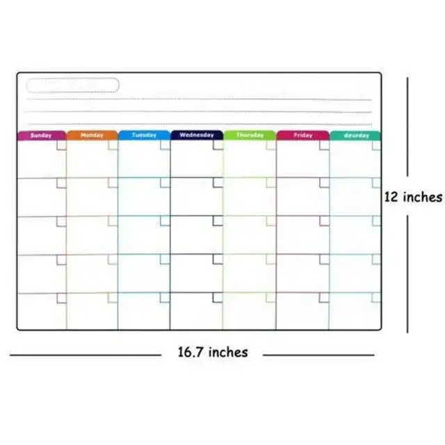 Custom Dry Erase Wall Calendar Weekly Planner Clear Magnetic Calendar For Fridge