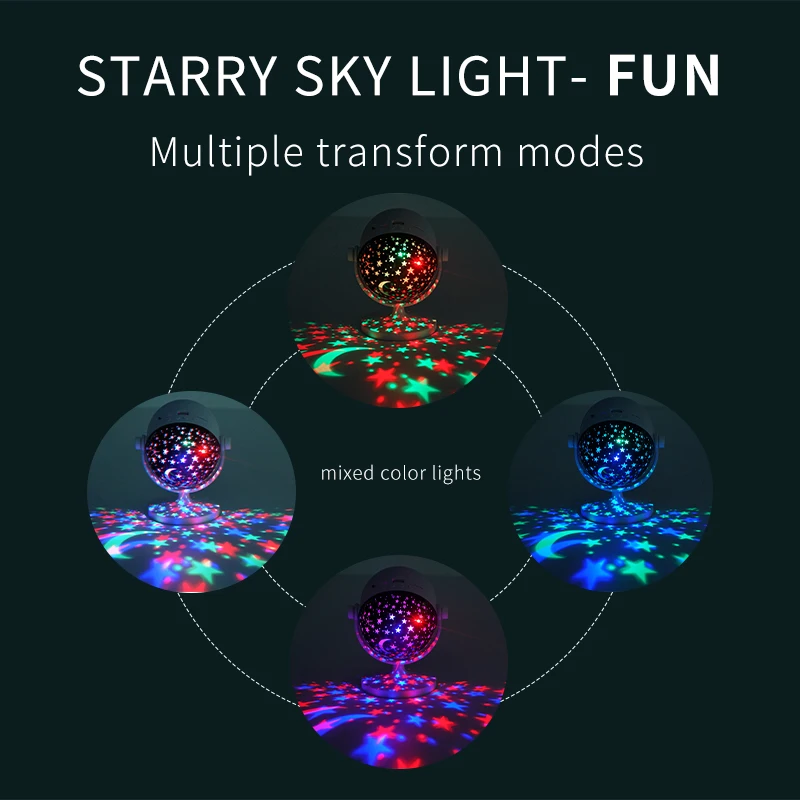360° Rotating Bluetooth Music Light Starry Sky Light  Sound Activated Led Disco Light For Atmosphere Christmas Party Use