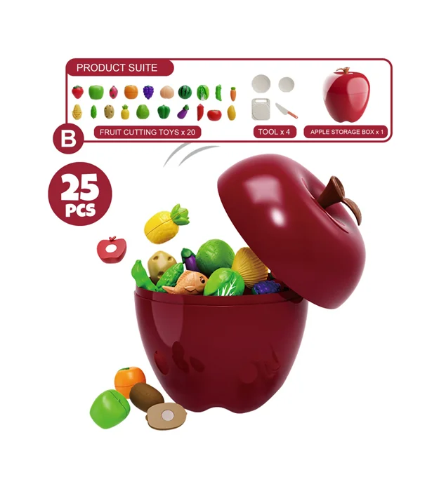 Fun Educational Birthday Gifts Apple Shaped Storage Learning Cards Set Unisex  activity learning toy Kitchen Toys