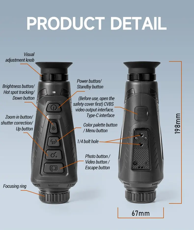 384x288 Тепловизионная монокулярная камера ручной инфракрасный детектор Ночного теплового видения Wifi Fh25