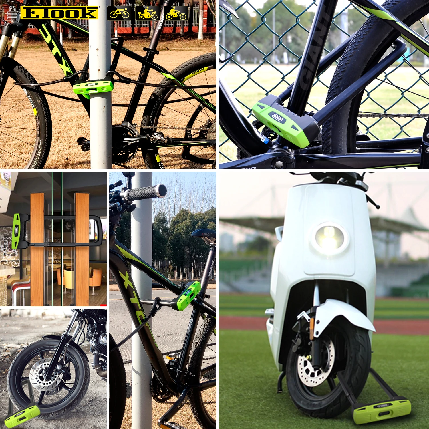 ETOOK Heavy Duty Bicycle U Lock Anti Theft Security Bicycle Lock Motorcycle Lock With Keys