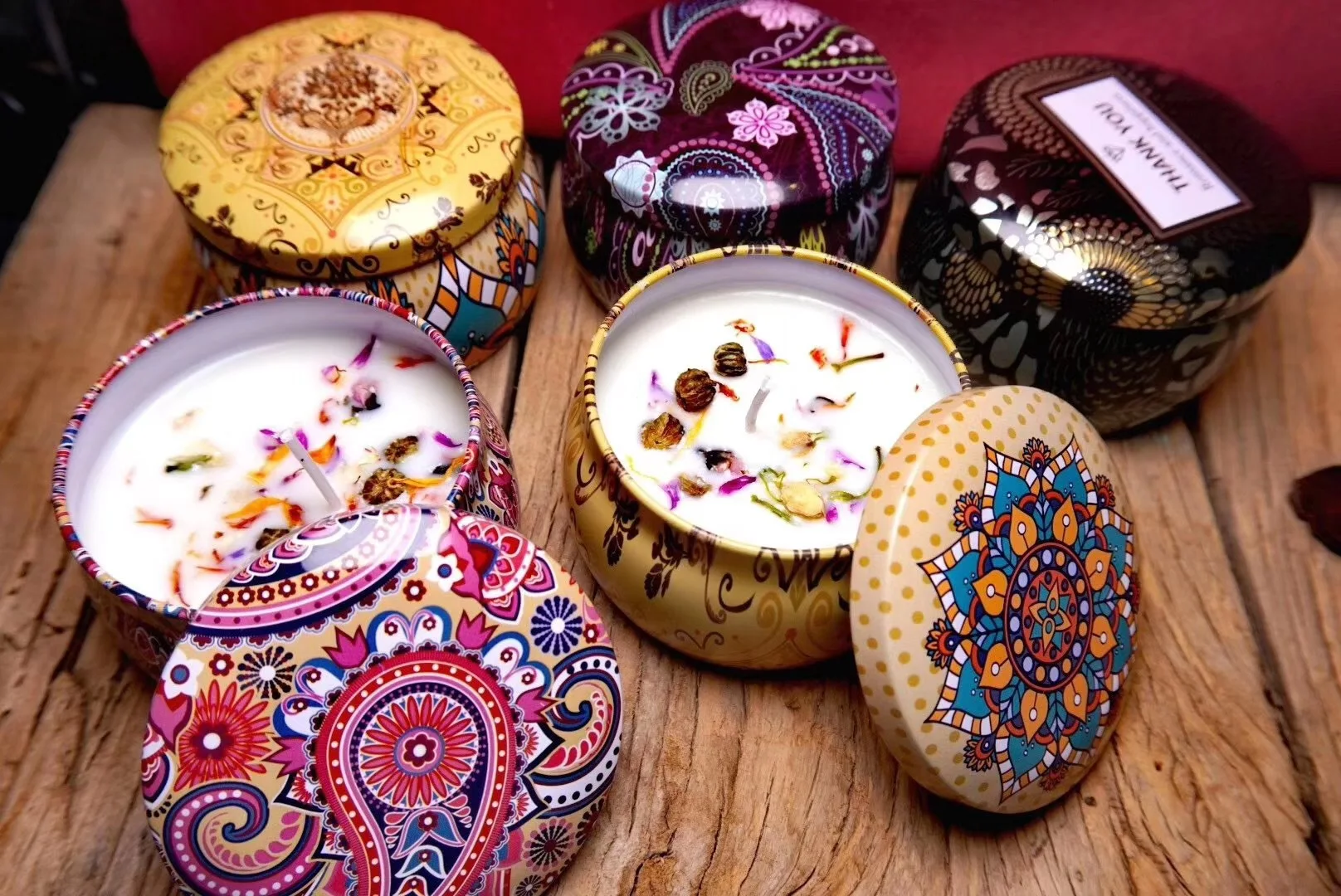 Бесплатный образец украшение для дома Органическая Ароматизированная Свеча из соевого воска с сушеными