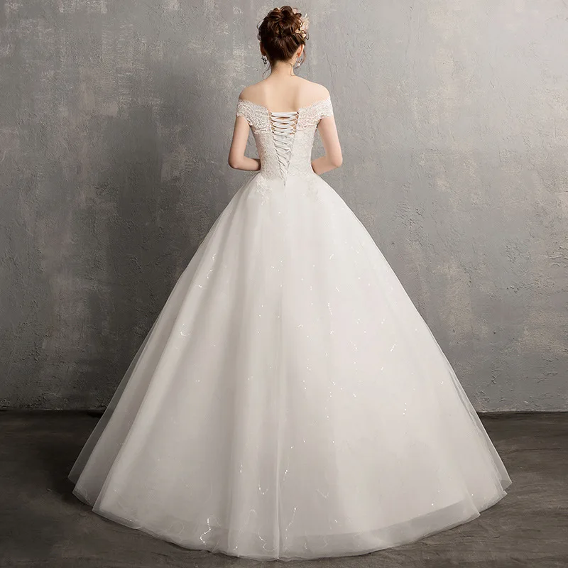 2019 Real Photo Korean Beaded Lace Applique Ball Gowns Wedding Dresses Plus Size Bridal Dress Princess Wedding Gown