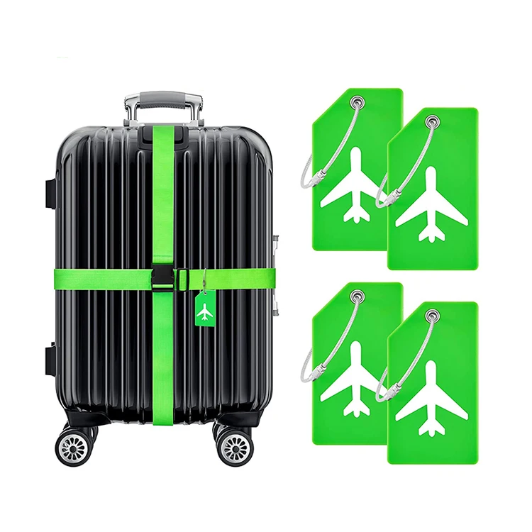Adjustable Suitcase Belts Silicone Luggage Tags Travel Suitcase Tags 4 Pack Luggage Straps Set (1600386617081)