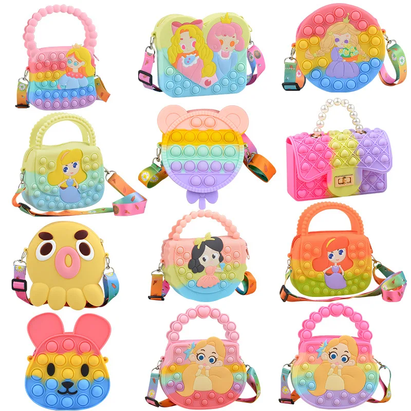 Новый продукт, снижение давления, головоломка, пузырьки, поп, силиконовая ручная сумка-мессенджер, радужная пуш-поп сумка для игрушек