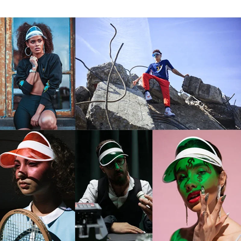 Summer Sun Hats Lighter Green Plastic Visor Cap Promotional Plastic With Transparent Visor