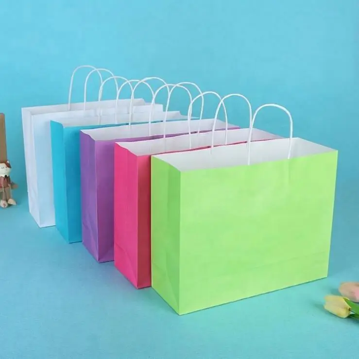 China Thin White Material Colored Kraft Paper Bag With Customized Logo Accepted Manufacturers