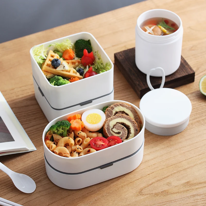 Bamboo Wood Grain 1 Layer/2 Layer Plastic Lunch Box Microwave Safe Adult Bento Lunch Box with Compartment