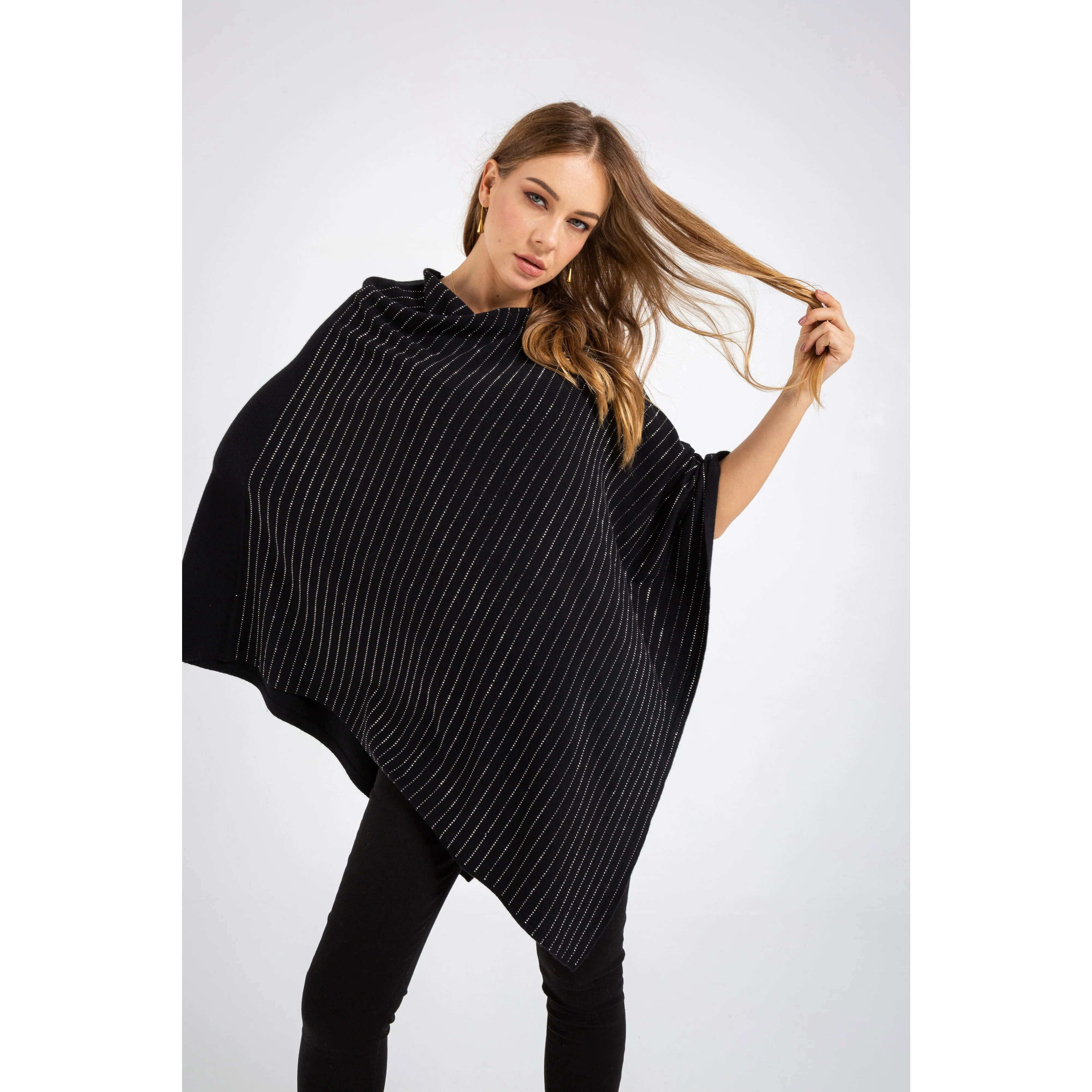 
Autumn Women Poncho Knit Cloak Sweaters Cardigan Sweater Polyester Women Oversize Sweaters Cape Knit Tops 