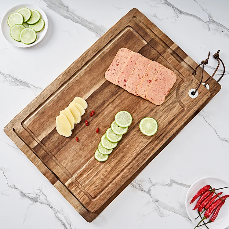 Оптовая продажа, Заводская индивидуальная кухонная Толстая деревянная разделочная доска, разделочная доска из дерева акации