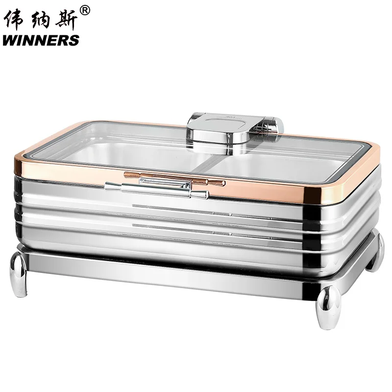 WINNERS high-quality buffet server silver rose gold split type electric chafing dishes food warmer stainless steel 9l for hotel