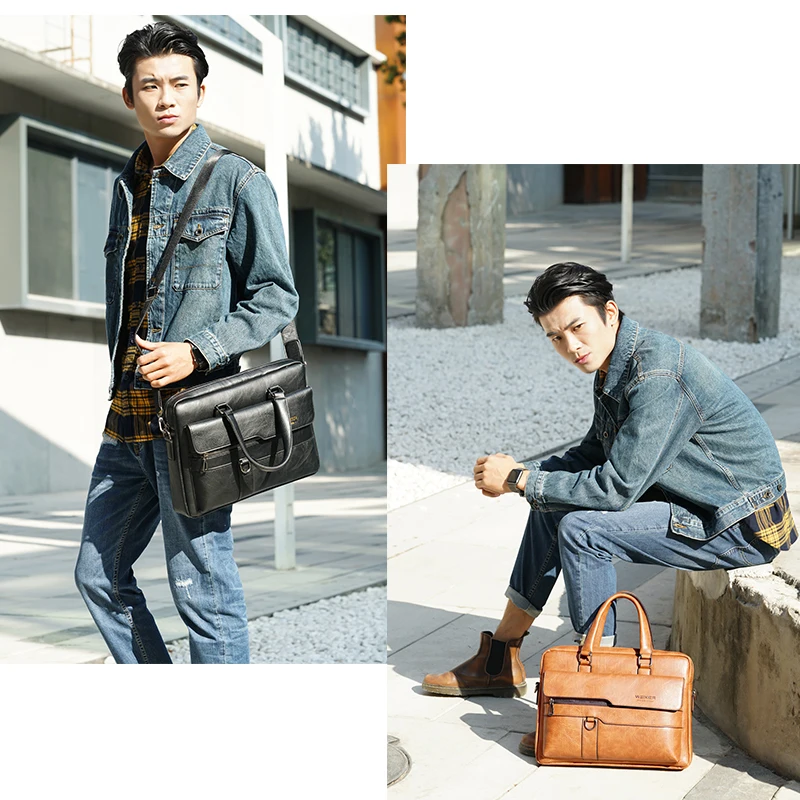 New arrival cmultifunction fashion business luxury PU man messenger vintage leather laptop bag