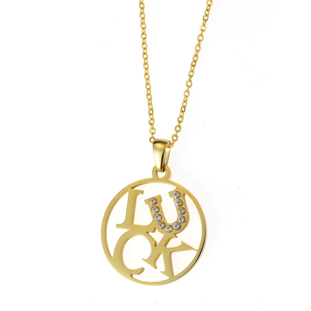 2022 Fashion Women Necklace Letter LUCK Pendant Jewellery On Wholesale Gold Jewelry In Stock