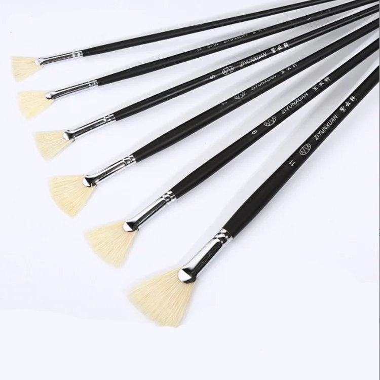Paint Bristle Brushes Set Art Brushes Online, Good Quality Artist Oil Brushes Factory Wholesale 6 Piece Black Wood SL 50PCS 5set