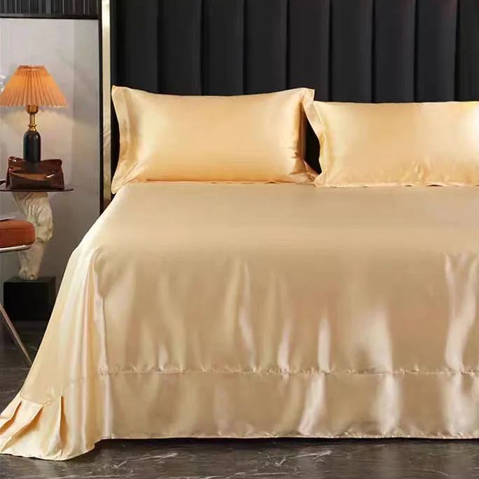 Chinese silk factory direct sale 6A grade hot selling custom 100% silk  flat bed sheet bedding cover set