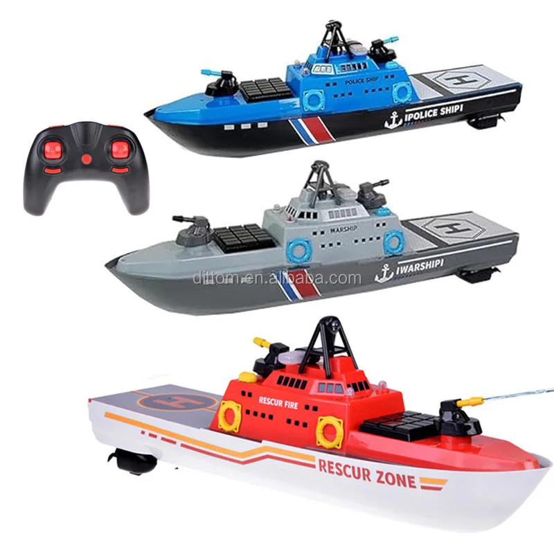 2.4G 8CH Remote Control Rescue Fire Ship 15KM/H High Speed Waterproof Police Rc Jet Boat With Spray Gun