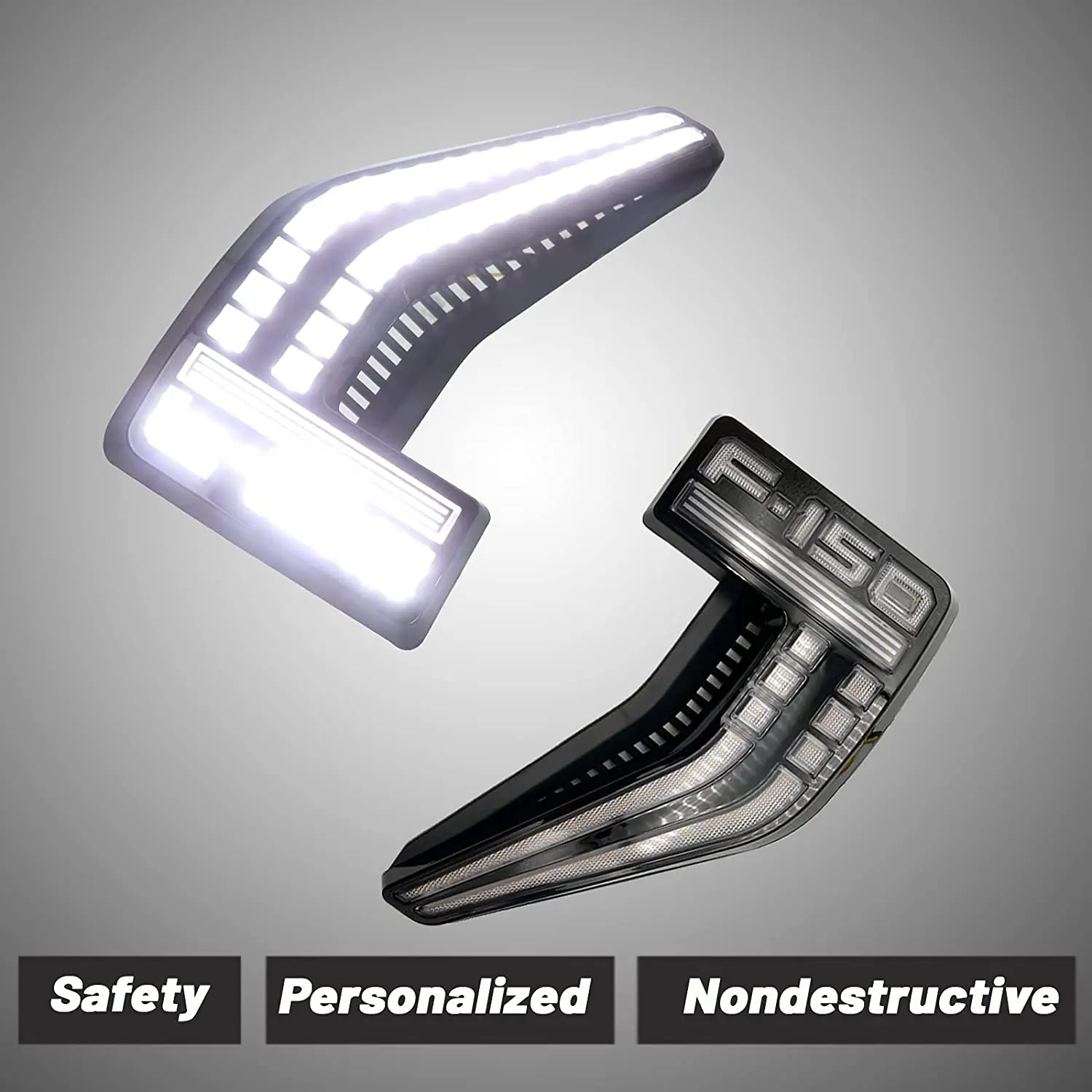 Spedking Raptor 2021 Pickup Truck Smoked Shell Clear Lens Sequential Flash Signal DRL Side Marker Lamp for ford F150