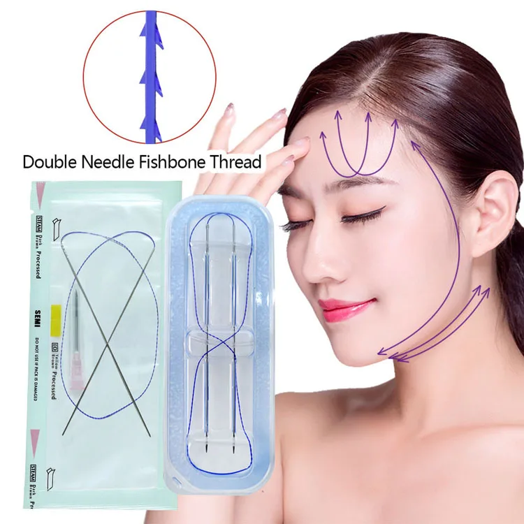 Double Needle Pdo Pcl Plla Thread Nose L Blunt Multi L Fish Bone L/W Blunt Molding Cog Pcl Mesh Thread for Facial Body Lifting