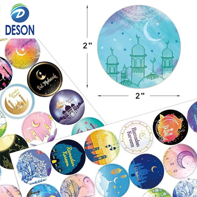Клейкая Этикетка Deson Ramadan Kareem с индивидуальным логотипом виниловые акриловые прозрачные светящиеся наклейки из ПВХ