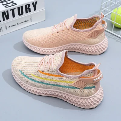 Ms. knit breathable canvas shoes sepatu stroll  wholesale elderly mother casual stock shoes