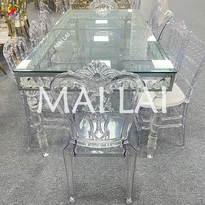 New Clear Table For Wedding Excellent Design Crystal Dining Table Elegant Banquet Furniture