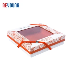 Custom 2 Piece Design Empty Cardboard Truffle Chocolate Gift Box With Window Clear Lid