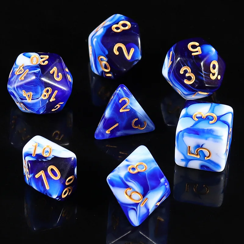 New Halloween Gift Galaxy Acrylic Glitter RPG DND 7 PC mix Color Blend Dice for RPG Dungeons and Dragons Board card Games