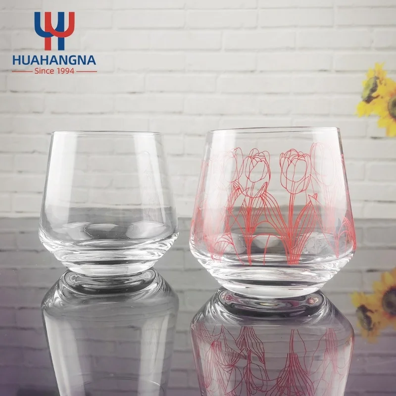 Wholesale Custom Logo Printed Transparent Stemless Water Wine Glasses for Juice Housewarming or Wedding Present
