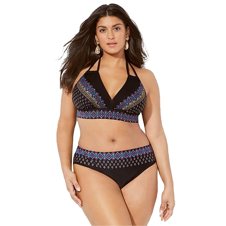 2020 Printing Swimwear And Beachwear Plus Size Bikini Fat Girls Big Woman Bikini Two Piece Set Women