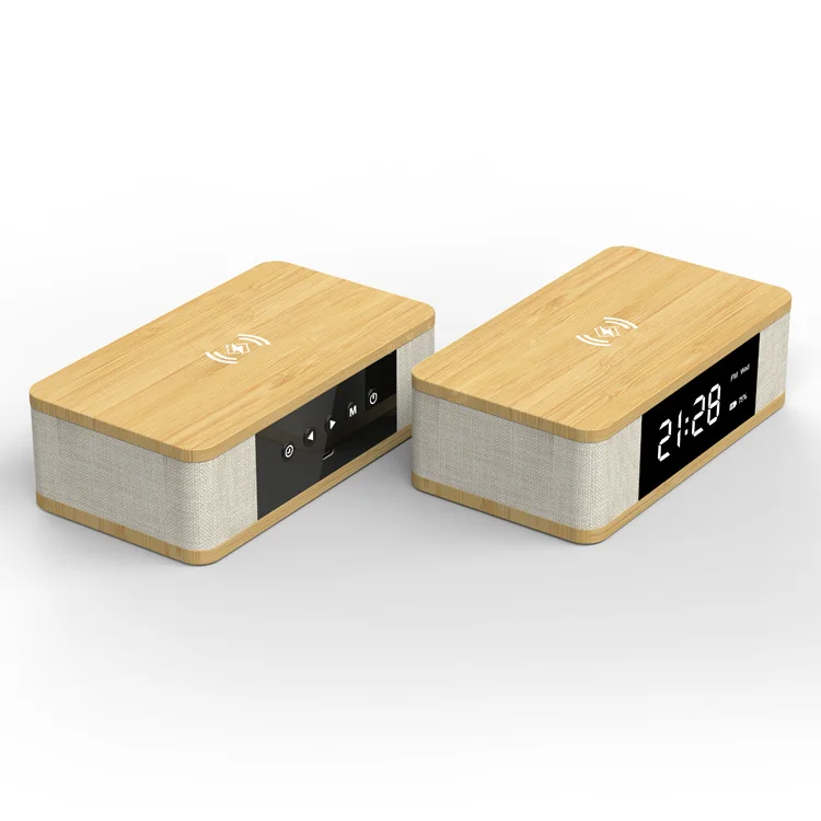 Factory New Product Creative Portable Speaker Music 5.0 BT Speakers Wireless Charging Digital Alarm Clock
