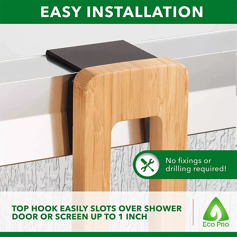 Wholesale Bamboo Hanging Shower Caddy Over The Door Bathroom Storage Tray with Hooks