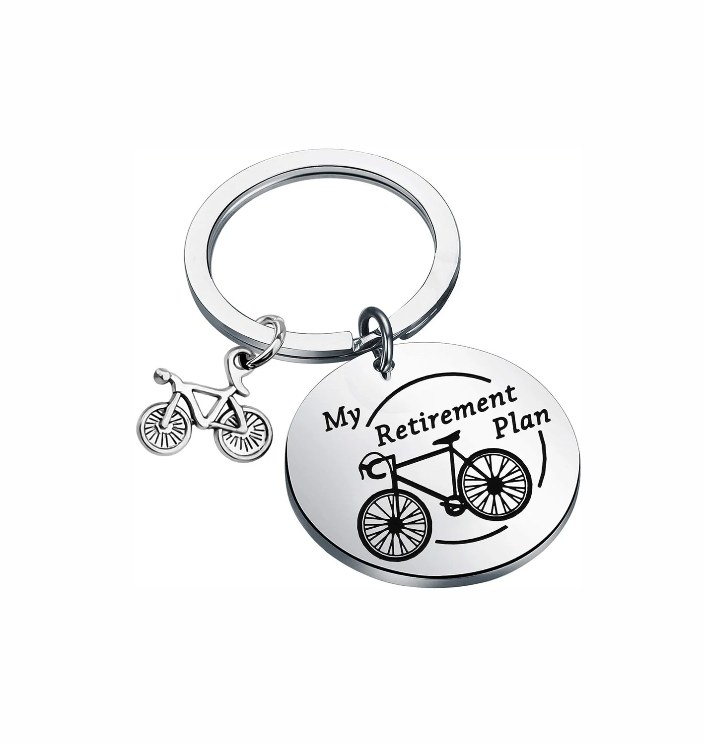 Retirement Bicycle Plan Stainless Steel Keychain Cycling Gift Engraved Personalized Logo Accessories Style