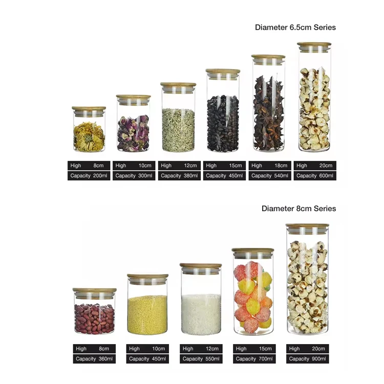 Kitchen Food Storage & Container Clear Borosilicate Airtight Glass Jar With Bamboo Lid
