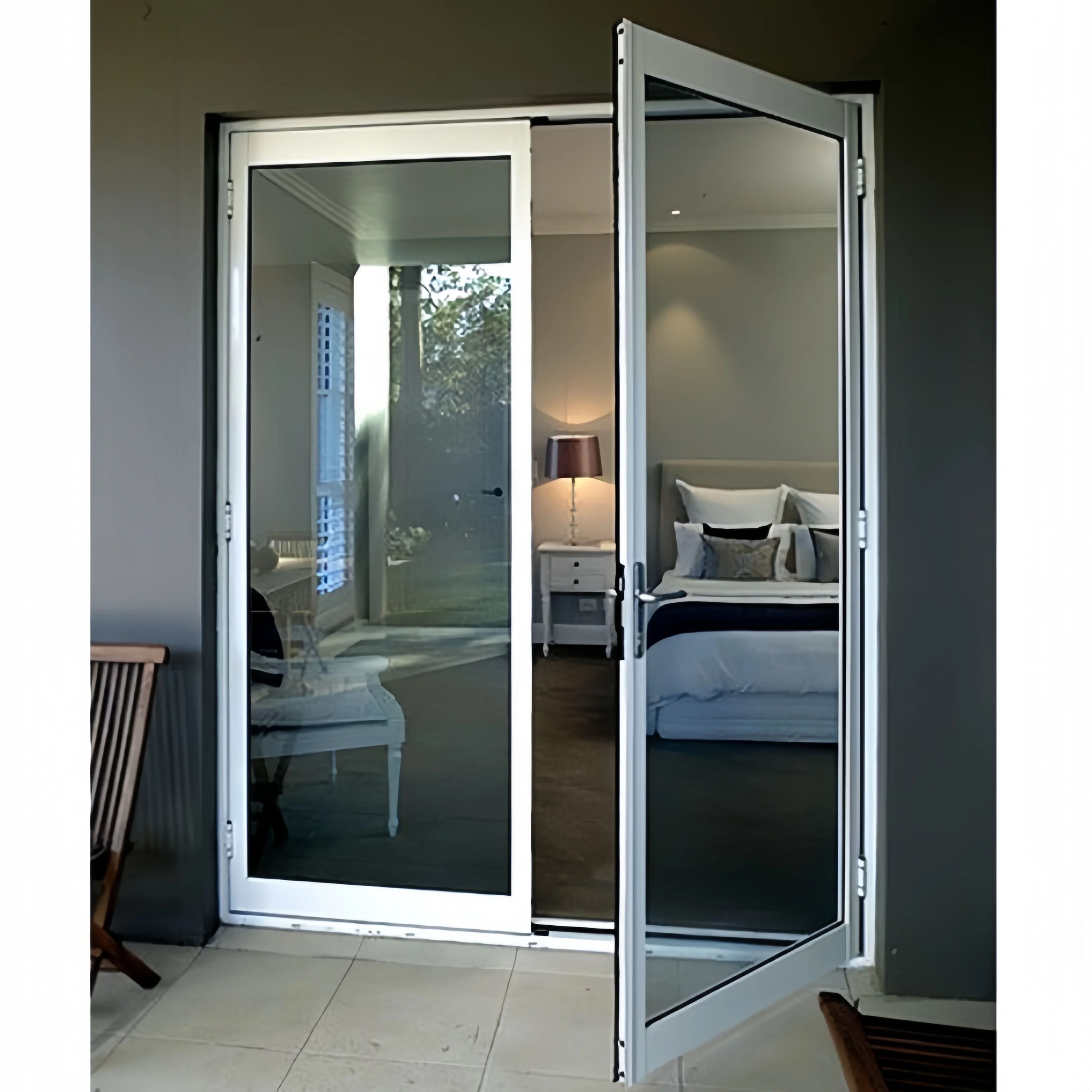 customized New Modern Double tempered Glass Exterior Doors Aluminium House Swing Door Grill French Casement Doors for sale