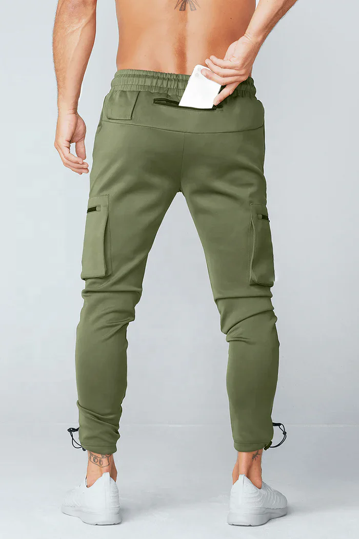 MASSGARMENT Cargo Steel Gray Gym Workout Jogger Pants For Men Running Sports Sweatpants