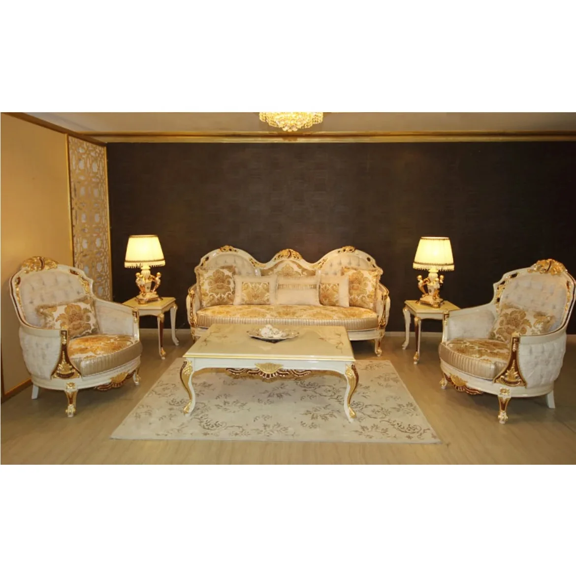 Набор диванов ручной работы в европейском классическом турецком стиле из золотого дерева роскошный арабский напольный ковер резной дизайн пламени бархатная гостиная