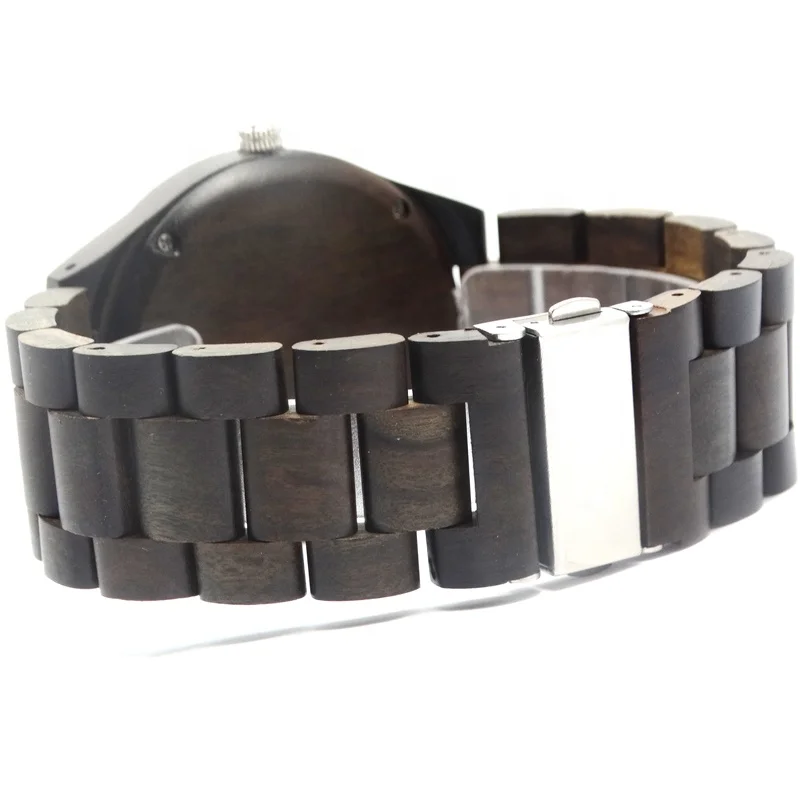 Classic Mens Watch Black Wood Reloj Current Luxury Wooden Band Private Label Wristwatches