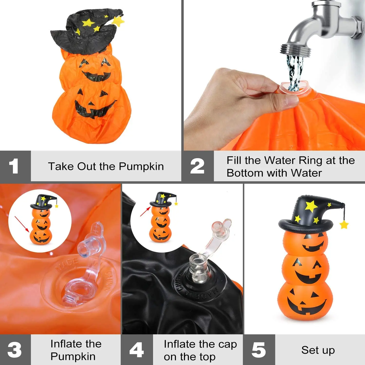 Inflatable Pumpkin Decoration Indoor Outdoor Yard Party Halloween