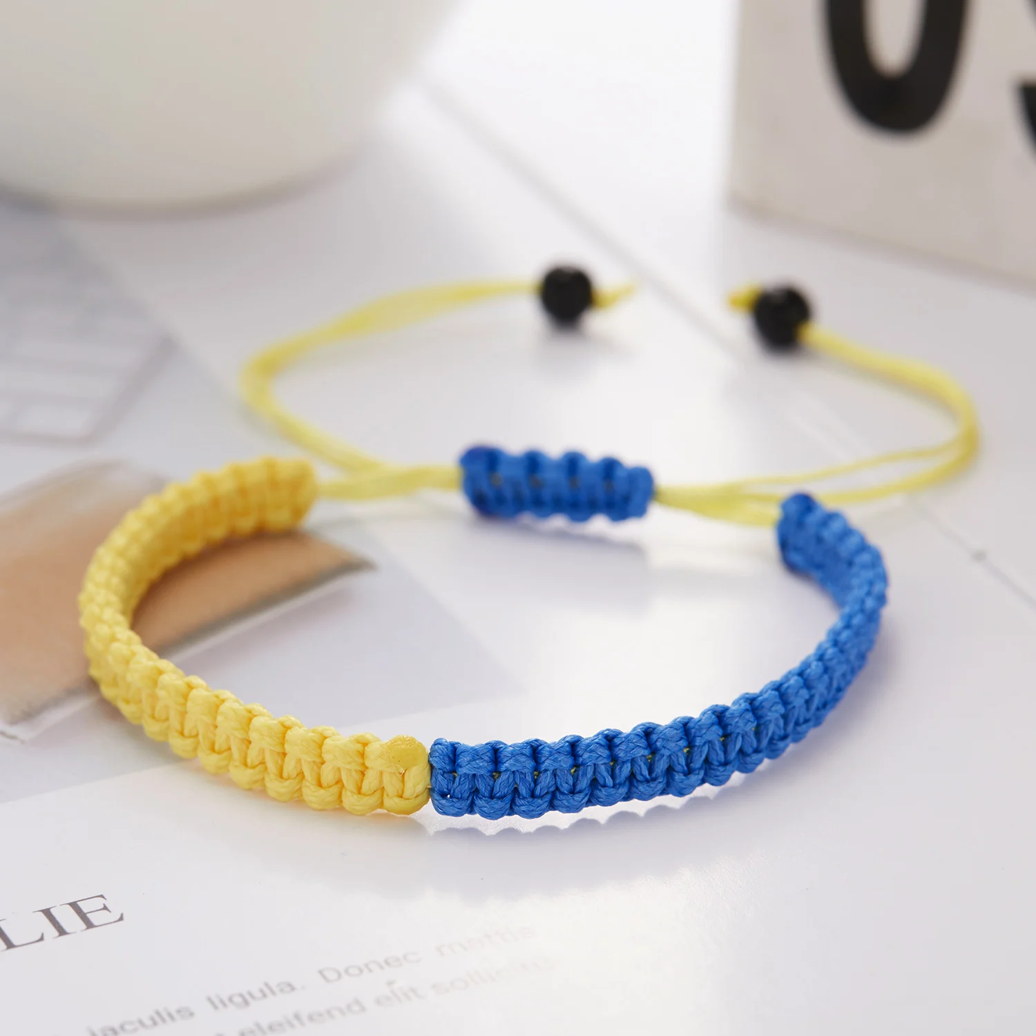 Ukraine Bracelet Blue Yellow Handmade Woven Braided Rope Ukranian Country Flag Bracelet Men Women Kids Wristband Cuff