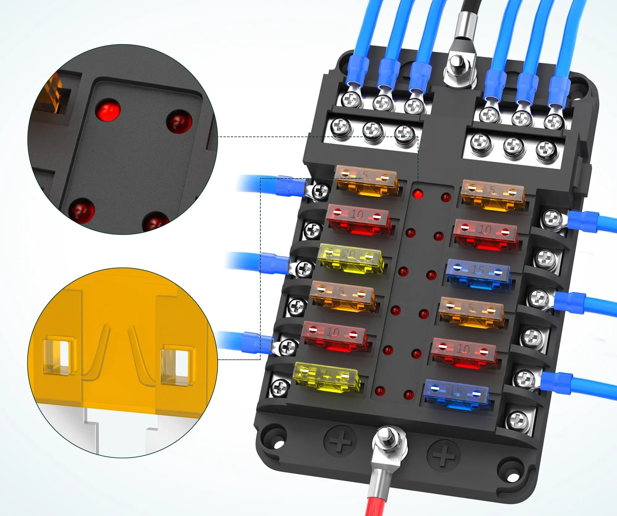 Factory Universal DC Automotive Tractor Car Marine 12 Way 6 Way Blade 12v 24v Auto Fuse Block Fuse Box