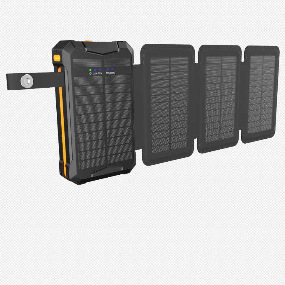 Solar Power Bank with FM Radio Portable Wireless Charger 20000mAh 15W QC 3.0 Fast Charging Flashlight Compatible All USB Devices