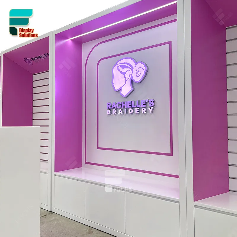 Manufacturer Beauty Shop Design Hair Salon Product Shelve Wig Display Rack Wig Retail Display Wall Display For Hair