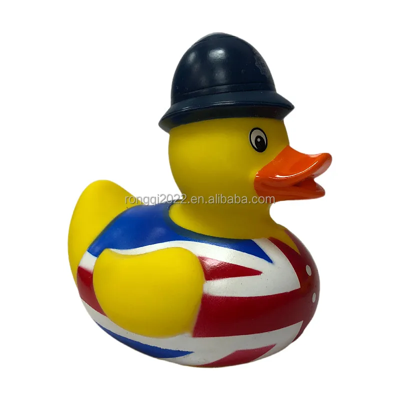 10CM England Rubber Duck Police With British Flag Union Jack Duck Souvenir