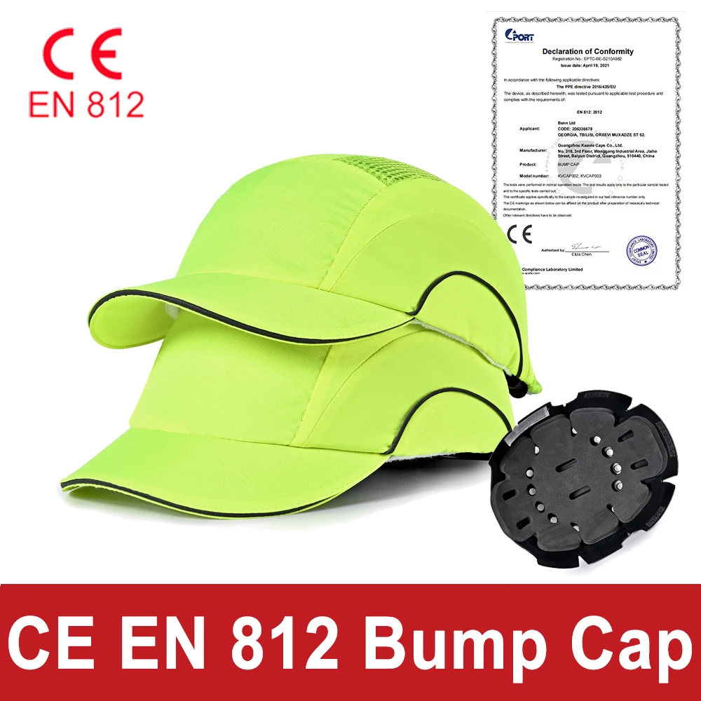 wholesale cotton safety bump caps shell chin strap plastic insert bump cap for ladies fluorescent orange ce safety eva bump cap